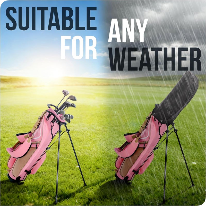 AK System Ultra-Lite Golf Stand Bag - 3 Lbs, 4 Way Divider Portable Golf Club Carry Bag, Water-Repellent Golf Travel Case with Rain Hood, Golf Gifts for Men and Women - Image 5